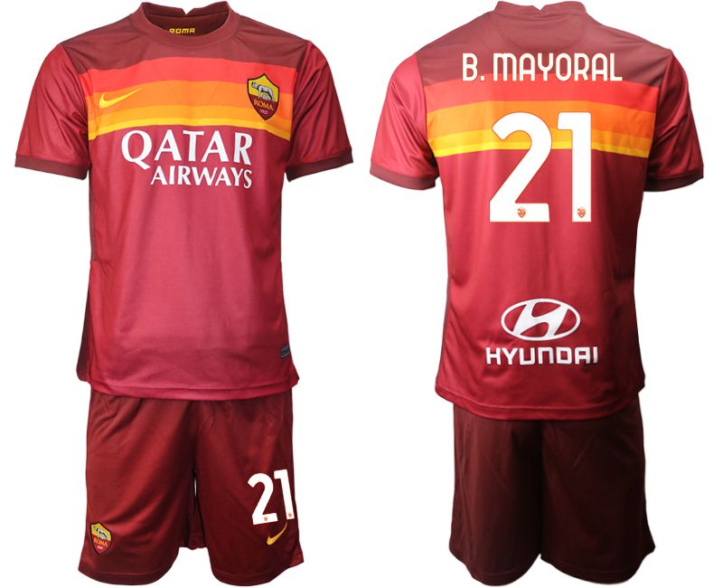 Men 2020-2021 club AS Roma home #21 red Soccer Jerseys